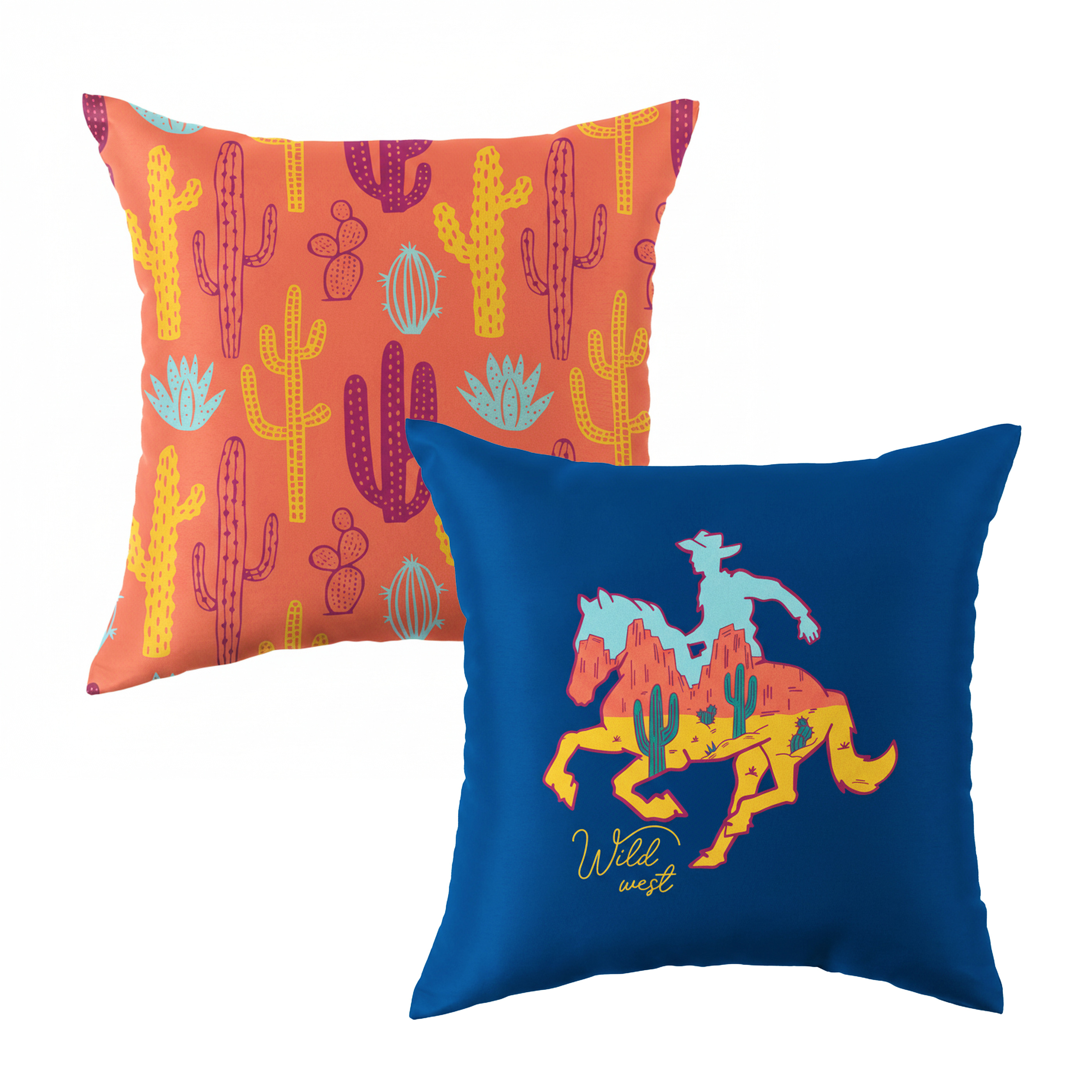 Mainstays 16 in x 16 in Texas Desert Outdoor Pillow, Royal