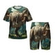 thumbnail image 1 of Balery Green Forest Dinosaur Conjunto de Pijama Infantil de Manga Corta con Estampado – Ropa de Dormir de Algodón Suave-4X-Large, 1 of 6