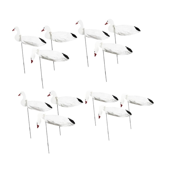 QSTDGVPW 12 Pieces Geese Silhouette Decoys Goose Motion Decoys Sturdy Weather Resistant 3 white