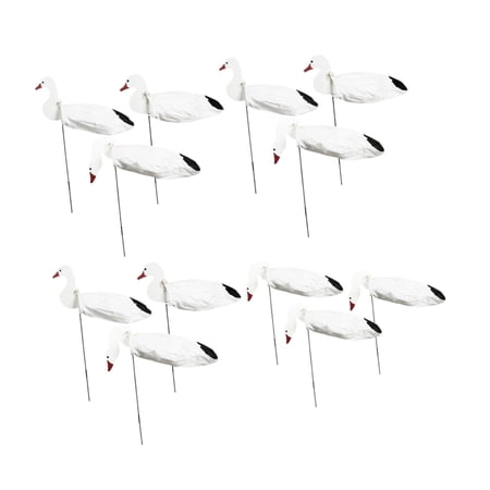 QSTDGVPW 12 Pieces Geese Silhouette Decoys Goose Motion Decoys Sturdy Weather Resistant 3 white