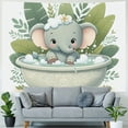 thumbnail image 4 of Orinice Baby Elephant Bath Time Tropical Leaves Tapestry Wall Hanging Unique Style for Home Decor Art Living Room Bedroom Apartment Farmhouse Dorm Mother's Day Gift 40x30inch, 4 of 6