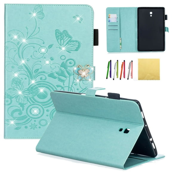 Galaxy Tab A 10.5 2018 Case, Allytech Emboss Butterfly Dianmond PU Leather Cover Folio Case Stand with Cash Card Slots for Samsung Galaxy Tab A 10.5 SM-T590/T595 2018 Model, Green