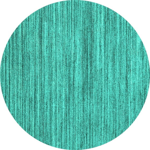 Ahgly Company Machine Washable Indoor Round Abstract Turquoise Blue Contemporary Area Rugs, 6' Round