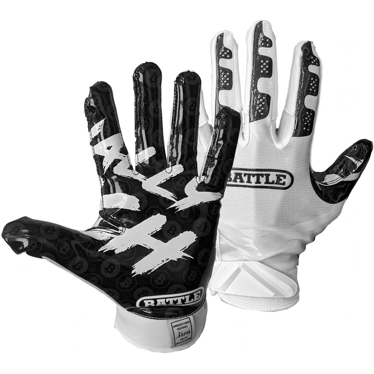 Battle Sports Finally Rich Football Gloves - XL - Black/White