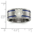 thumbnail image 2 of Two-Tone Titanium Silver Ring Band Blue Flat Closed Back Standard Grooved, 2 of 2