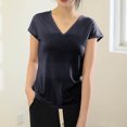 thumbnail image 5 of ZyeKqe Womens Pajamas Tops Cap Sleeve Shirts Casual V Neck Undershirts Loose Fitted Homewear, 5 of 5