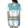 thumbnail image 6 of Susaid Bathtub with Soap Bubbles Print Women's Pajama Set, Button-Up Sleepwear with Elastic Waist Shorts, Perfect for Lounging, Yoga, Beach, and Casual Wear-Medium, 6 of 7