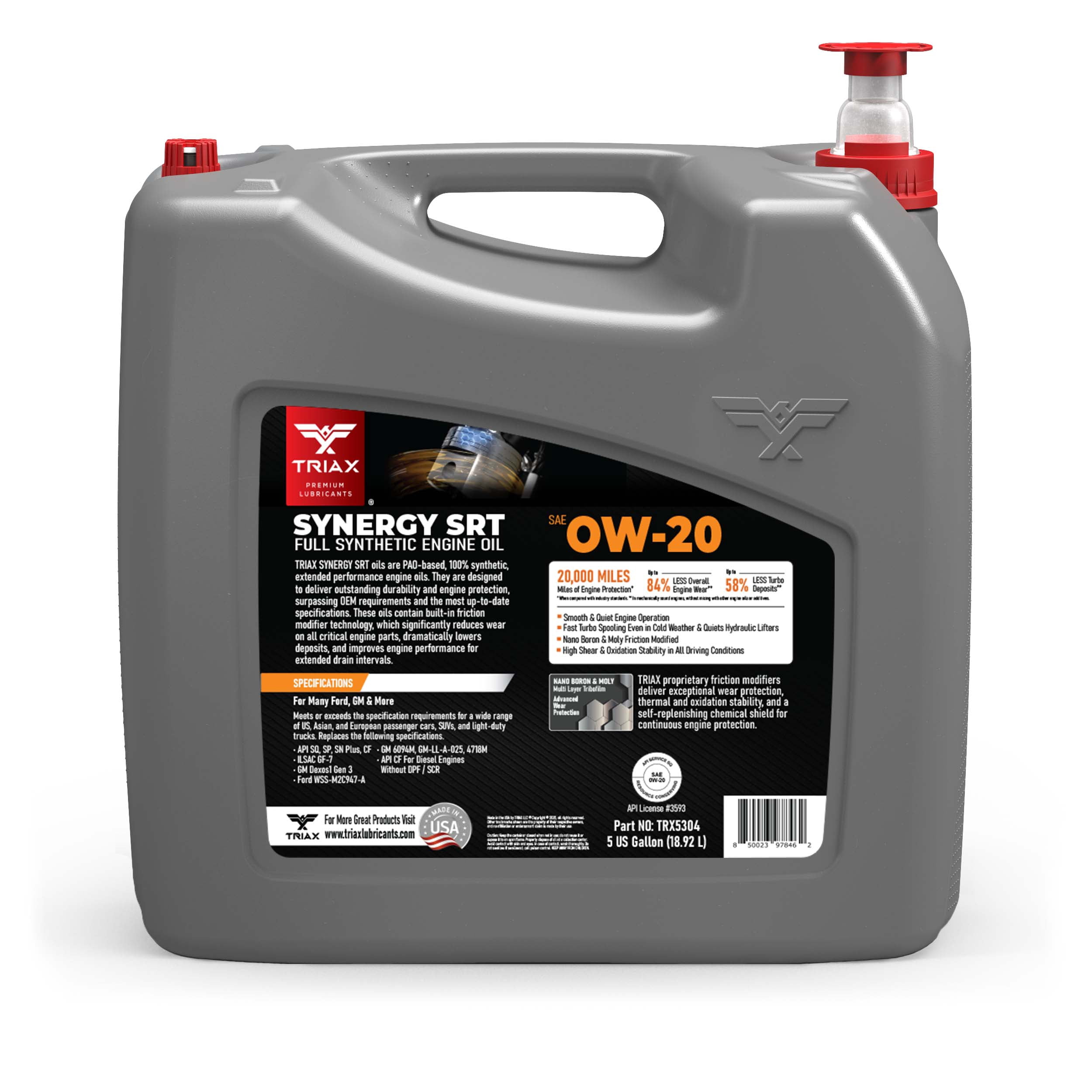 TRIAX Synergy SRT 0W-20 API SP Full Synthetic Engine Oil