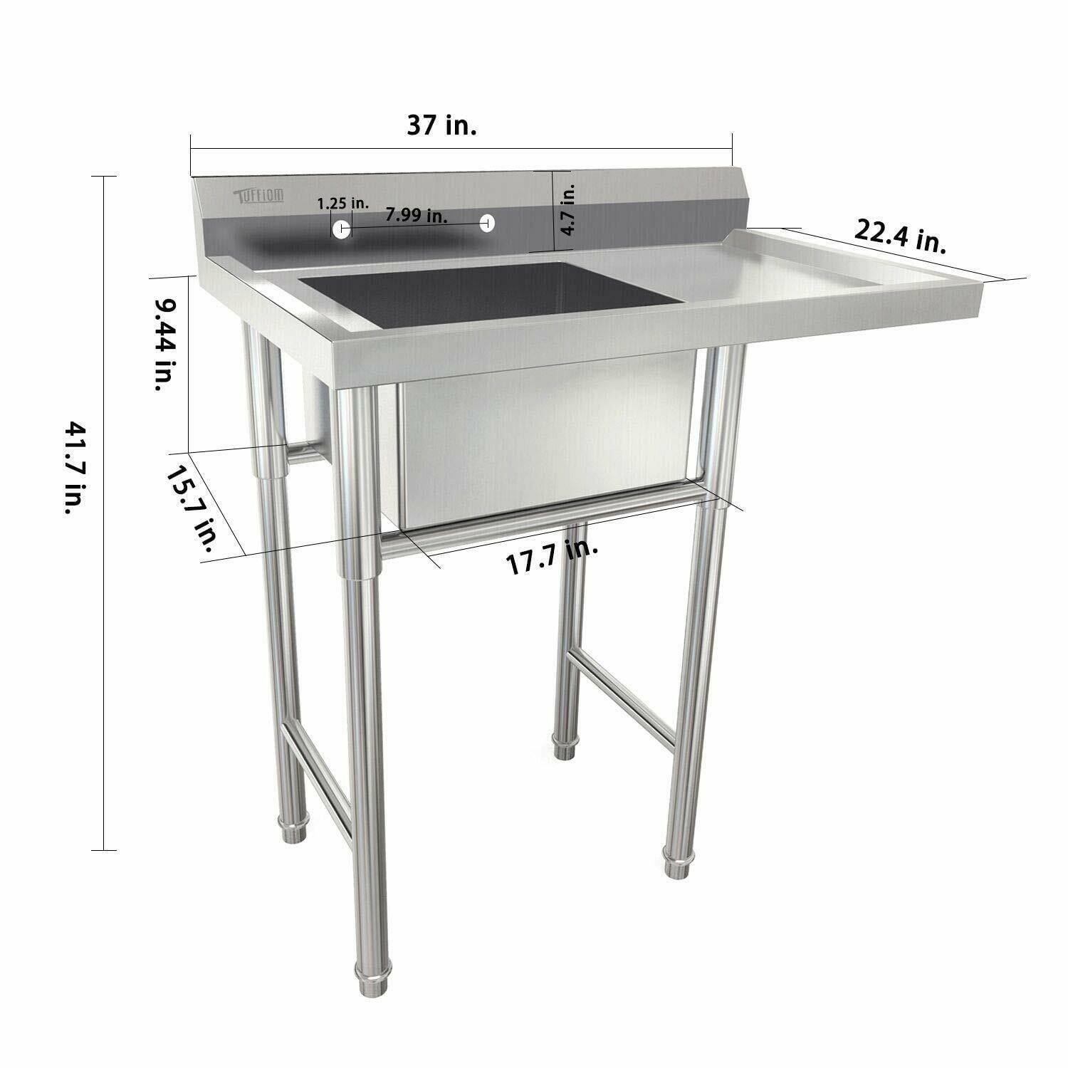 Ktaxon 39" Commercial Stainless Steel Sink w/ Drainboard Heavy Duty