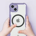 thumbnail image 4 of Nalacover Clear Magnetic Case for iPhone 14, Compatible with Wireless Charging MagSafe, Transparent Backplane Silicone + PC Shockproof Non-Yellowing Cover for iPhone 14,Purple, 4 of 9