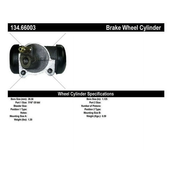 Centric Parts Drum Brake Wheel Cylinder P/N:134.66003 Fits select: 1969-1970 CHEVROLET C10, 1966-1970 CHEVROLET C20