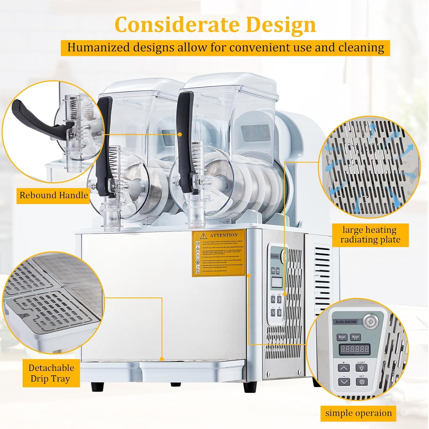 JustSmart Stainless Steel Commercial Margarita & Slushy Machine - 2 Tanks for Frozen Beverages & Smoothies, Perfect for Supermarkets, Cafes & Bars