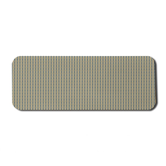 Vintage Computer Mouse Pad, Antique Motif with Ornate Rhombus and Hearts Traditional European Design, Rectangle Non-Slip Rubber Mousepad Large, 31" x 12", Blue Yellow and Beige, by Ambesonne