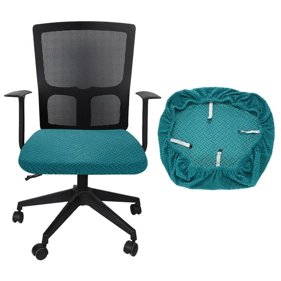 Office Chair Cover, 46-54cm Jacquard Computer Chair Seat Slipcover, Teal Blue