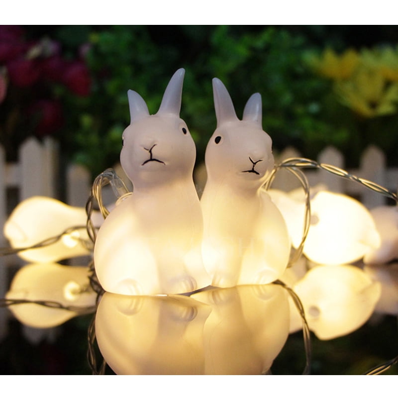 10 LED Cute Rabbit String Light Battery Powered Bunny Fairy Light for