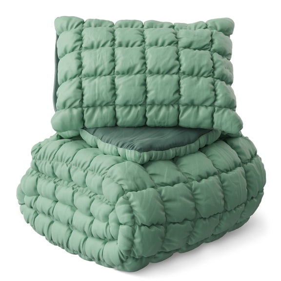 Mainstays Kids Light Green Solid Puffy Comforter Set, Twin, 2 Pieces