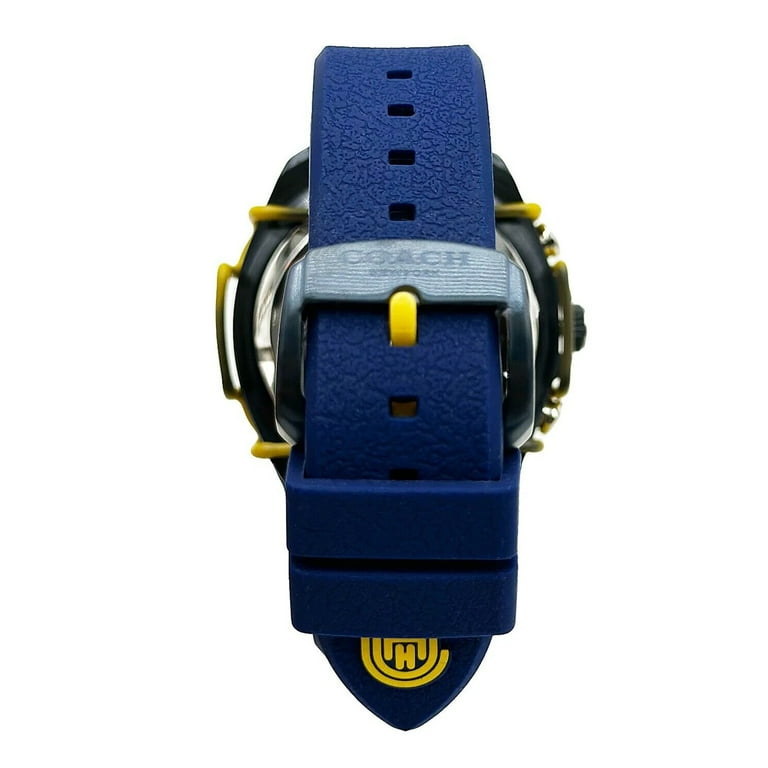 Coach Black Dial Blue Silicone Date Chronograph Men 