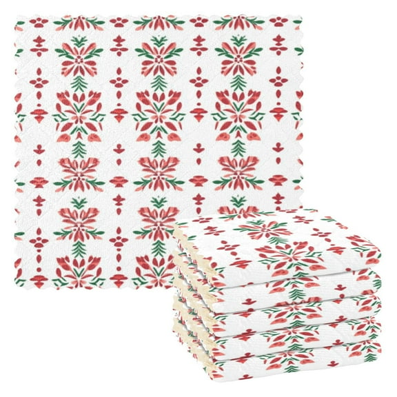 6 Pieces of Kitchen Towels 11x11Inch Kitchen Dish Cloths Kitchen Dish Towels Reuseable Cleaning Cloths Christmas Stripes