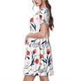 thumbnail image 2 of Disketp Tulips Flowers para Vestido de Manga Corta para Mujeres, Vestidos de Verano para Mujeres, Casual y Holgado para la Playa, 2 of 6