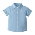 thumbnail image 3 of Boys Button Down Shirts Short Sleeve Blue Shirt Boys Formal Shirt Girls School Uniform Shirts 4-5 Years Summer&nbsp;Clothes, 3 of 4