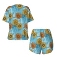 thumbnail image 5 of Kdxio Sunflowers Print Pajamas Sets for Women Short-Sleeved Pjs with Lounge Shorts Two Piece Sleepwear S-4XL, 5 of 9