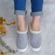 thumbnail image 5 of Zapatos de lona de corte bajo de fondo plano para mujer Zapatillas de algodón antideslizantes planas informales versión perezosa de un pie Wmkox8yii hj789, 5 of 6