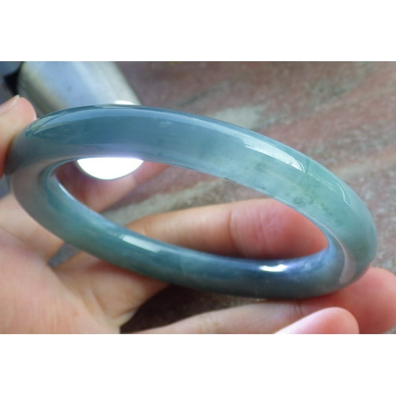 Icy Green Pale Lavender Natural A JADE Jadeite Circle Bangle Bracelet 55 mm 680707 TN