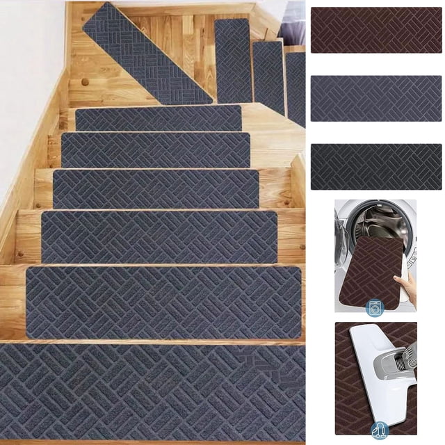 Sentmoon Stair Treads Non Slip 8X30In Non-Slip Floor Mats Embossed Non-lip Stair Mats Proof Step Stickers Suitable for Children The Elderly and Pet with Reusable Adhesive