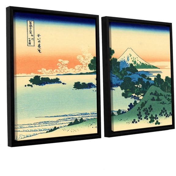 ArtWall Katsushika Hokusai "Shichiri Beach in Sagami Province" 2-Piece Floater Framed Canvas Set