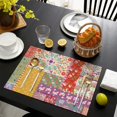 thumbnail image 4 of Pioneer Flower Floral Print Pattern Summer Placemats Table Placemats Set Of 4-Linen Kitchen Washable Placemats Table Mats 12x18 Inch Non-Slip Heat Resistant, 4 of 5