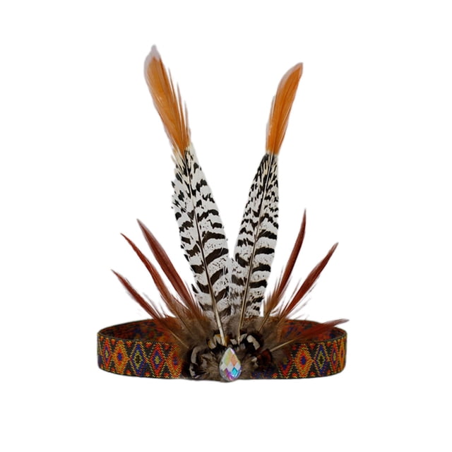 Diadema de plumas indio Fascinator indio Sombrero Decorativo Estilo nacional Corona para de danza gitana Mardi Gras Fiesta de Estilo A Salvador Banda para el cabello