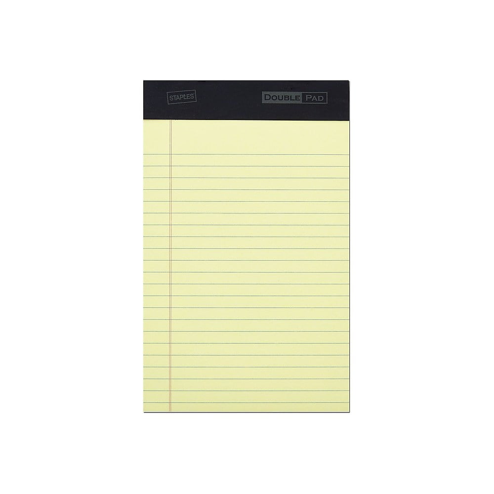 Staples Notepads 5" x 8" Narrow Canary 100 Sh./Pad 6 Pads/PK (35715CC