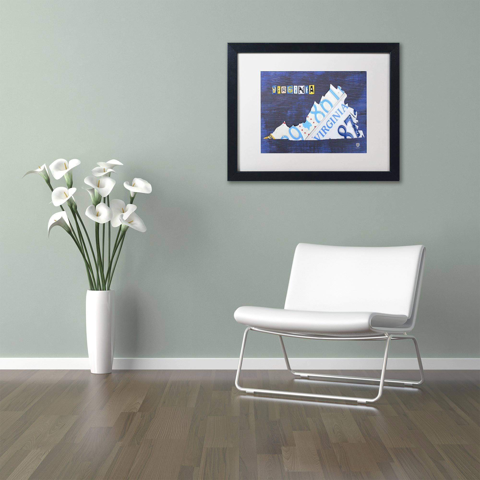 Trademark Fine Art ''Virginia License Plate Map'' by Design Turnpike 16" x 20" White Matted Black