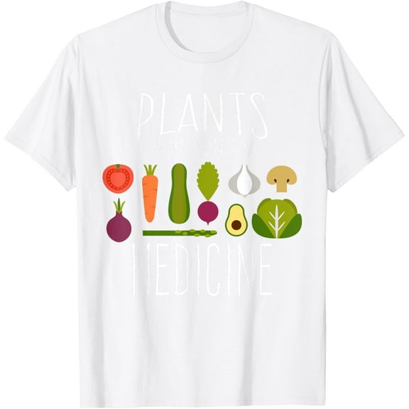 Plants Vegan Funny Vegetables Are Medicine Vegetarian Gifts T-ShirtMen's and women's pure cotton short-sleeved shirts