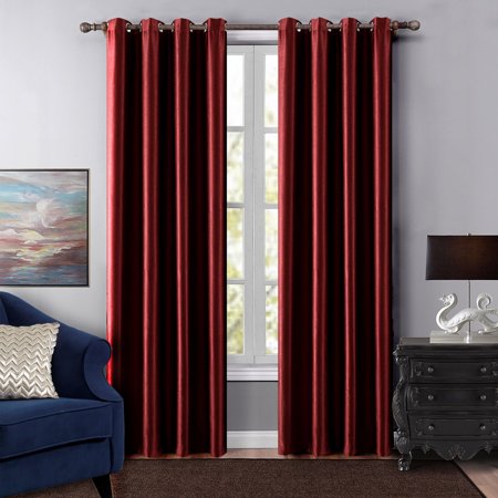 Burgundy Blackout Curtains For Living Room Grommet Top One Panel