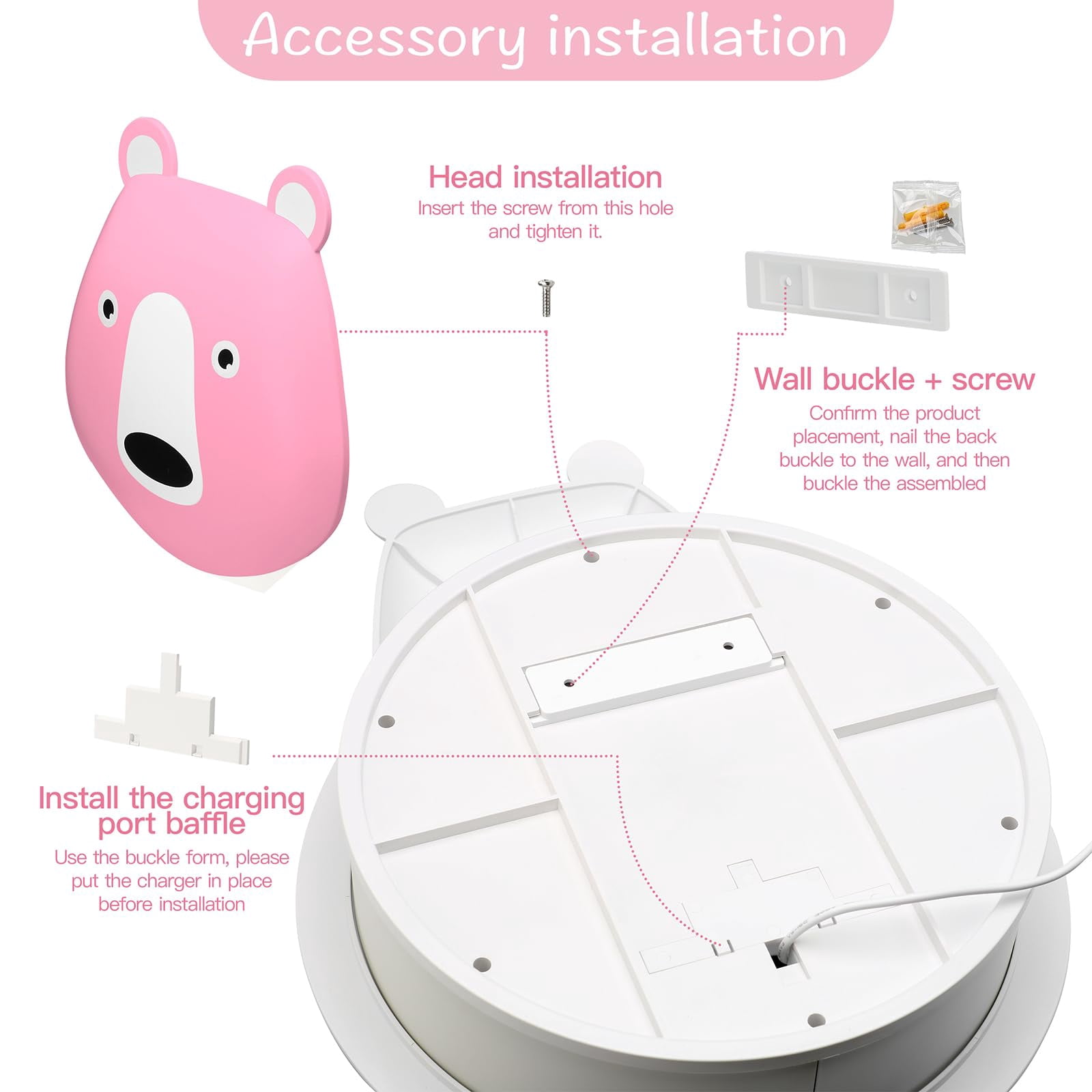 Tnvodejo for Toniebox Creative Bear Children's Magnetic Floating Shelf and for Tonies for 30-48 Figures - Wall Shelf for The Music Box - for Playing and Collecting - for Children's Baby Rooms (Pink)