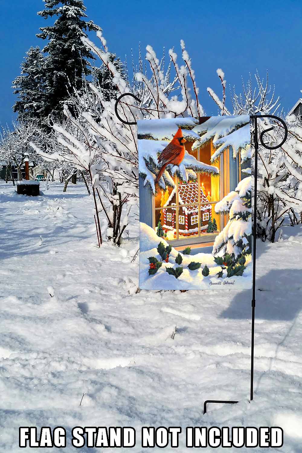 Toland Home Garden Gingerbread House Cardinal Bird Christmas Winter Flag Double Sided 12x18 Inch - image 4 of 5