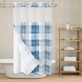 thumbnail image 5 of No Hook Shower Curtain and Liner Set, Blue Checkered Washable Fabric Shower Curtains for Bathroom, Bathtub, Farmhouse Modern Buffalo Plaid Waterproof Bathroom Curtains 36W x 72H, 5 of 9
