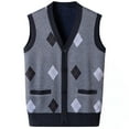 thumbnail image 1 of Chaqueta de Punto de Cuello en V de los Hombres, Abrigo Cálido con Ligero Estiramiento para el Otoño Y el Uso Casual Diario, Blusa en Capas de Moda, 1 of 3