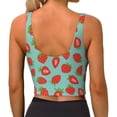 thumbnail image 3 of Haiem Hand Drawn Strawberry Pattern Womens Sports Bra - U Neck Padded Low Impact Yoga Bra Workout Crop Top Gym Moisture-Wicking Workout Vest -XX-Large, 3 of 9