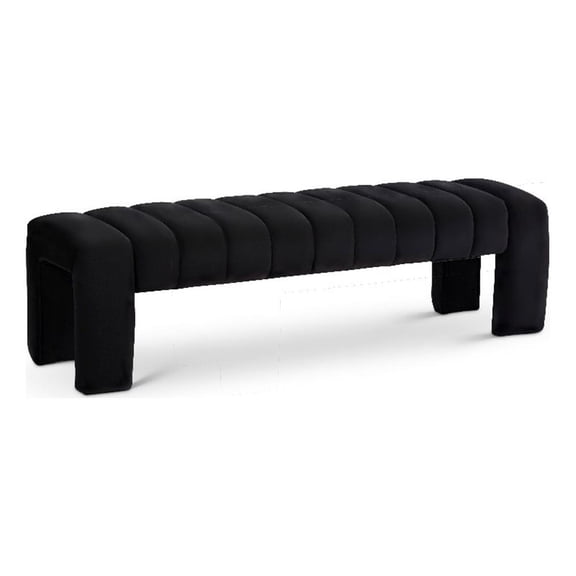 Meridian Furniture Andaz 17.5" Velvet & Solid Wood Bench in Black