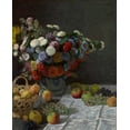 thumbnail image 2 of Monet, Claude 15x18 Black Ornate Wood Framed with Double Matting Museum Art Print Titled - Still Life with Flowers and Fruit, 2 of 4