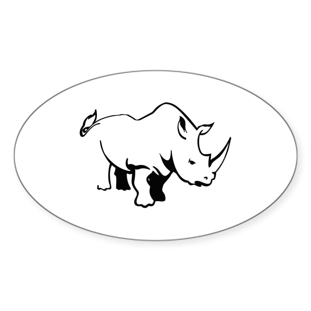 CafePress - RHINO OUTLINE Sticker - Sticker (Oval) - Walmart.com, image size:1000x1000