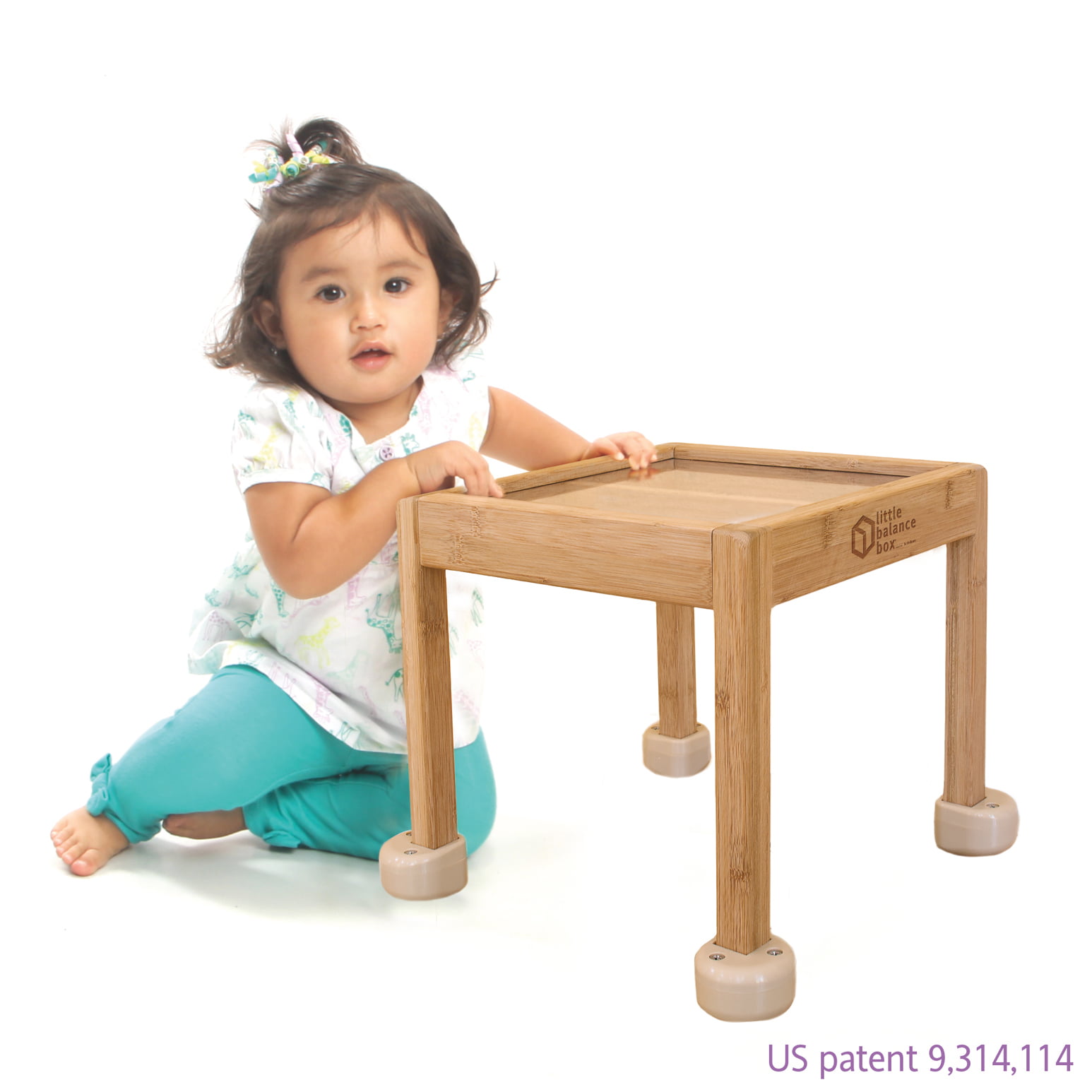 Gray Toddler Activity Table Little Balance Box 2-in-1: No Wheels Spring Feet Girl Boy Baby Walker Push Stand Toys Award Winning 