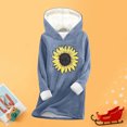 thumbnail image 5 of Tops for Women Long Sleeved Hooded Daisy Printing Thickened Casual Sweatshirt,Womens Tops Plus Size Blue XXXL, 5 of 5