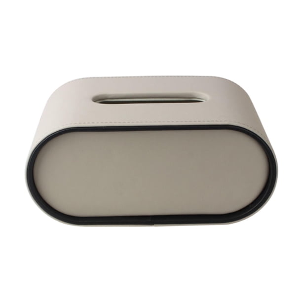 Caja de pañuelos de cuero sintético, caja de pañuelos de papel, soporte para pañuelos, almacenamiento de servilletas de lujo Gris