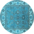 thumbnail image 1 of Ahgly Company Indoor Round Oriental Light Blue Industrial Area Rugs, 4' Round, 1 of 4