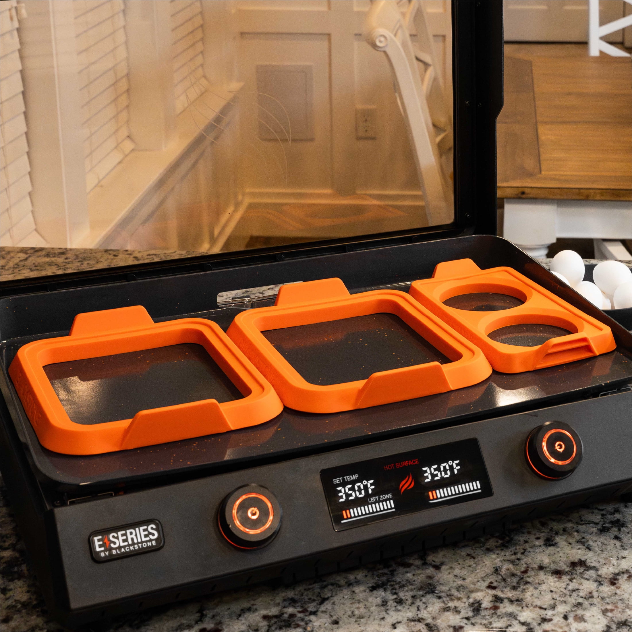 Blackstone Silicone Circle Egg and Square Omelet Ring Set in Orange, 3-Piece