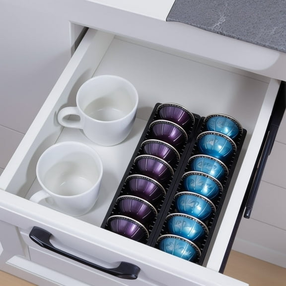 Coffee Pod Drawer Organizer for Nespresso Vertuo Capsule,Coffee Capsule Storage Tray,Black-2Pack