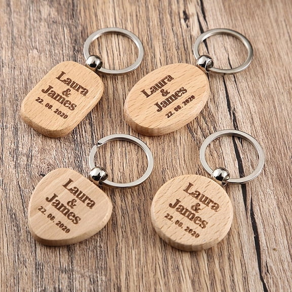CALCA 10Pcs Wood Keychain Blanks Wooden Key Chains Key Tags Personalized Wood Pendant Accessories for DIY Crafts Gifts